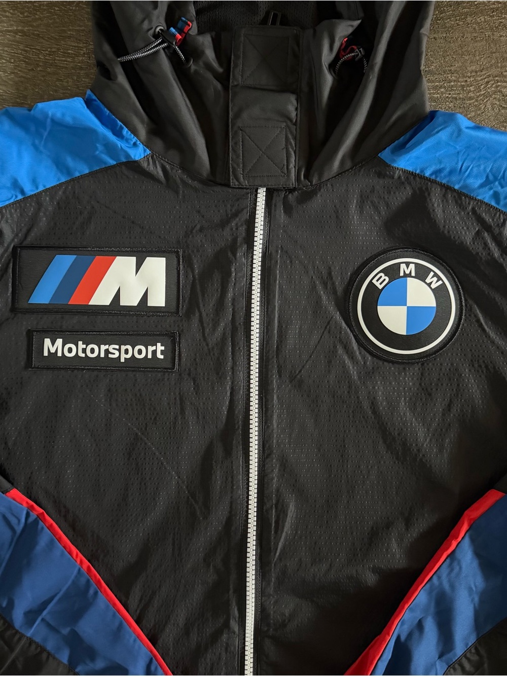 Puma x BMW Motorsport Black & Blue Hooded Windbreaker Jacket - Picture 2 of 9